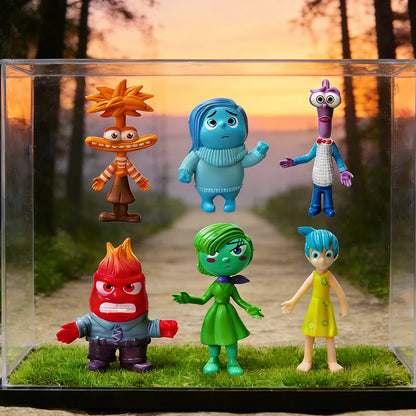 6PCS Inside Out Riley Emotional Friends PVC Action Figures – Cartoon Anime Model Figurines for Kids, Toy Collection, Room Decoration & Gifts