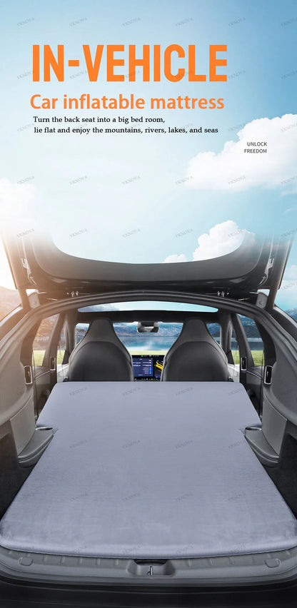 Matelas pneumatique gonflable pour Tesla Model 3 et Model Y (2017–2026) – Lit de voyage en daim pour le camping, les road trips et les aventures en plein air