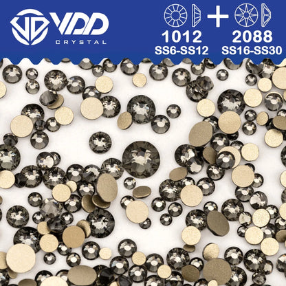 VDD Piedras Preciosas de Cristal Doradas de Fondo Plano – 2088 Cristales de Strass para Arte de Uñas, Manualidades y Decoraciones DIY