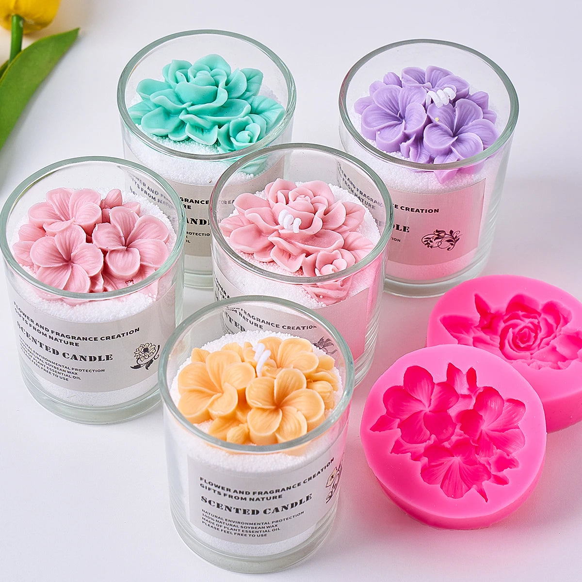 Moule en Silicone Fleur Frangipanier Gardénia – Moule Floral DIY pour Bougies en Cire de Soja, Savons Faits Main, Objets en Plâtre, Ornements en Résine et Décoration Intérieure