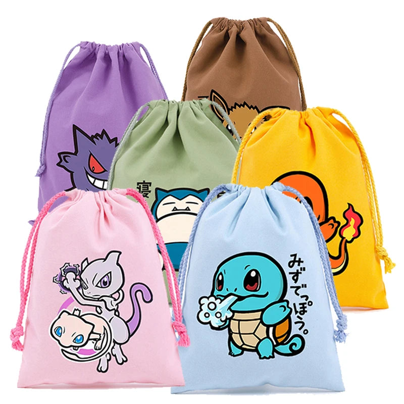 Pokémon Drawstring Storage Bags – Pikachu, Squirtle, Charmander & Charizard Party Gift Pouch