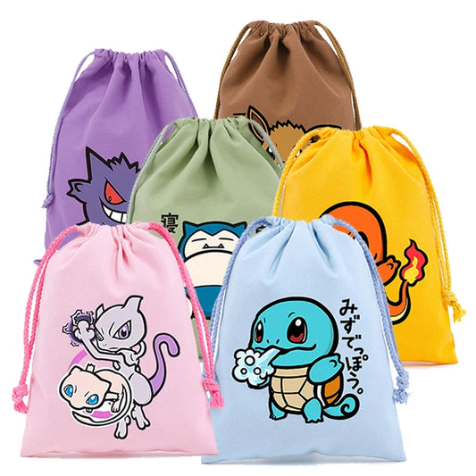Bolsas de almacenamiento con cordón de Pokémon - Pikachu, Squirtle, Charmander y Charizard, Bolsas de regalo para fiestas
