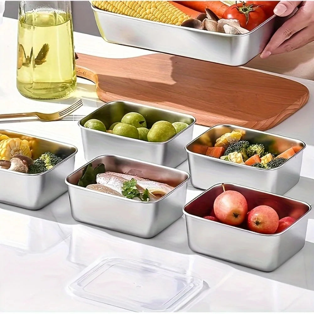 Juego de 5 recipientes de almacenamiento de alimentos de acero inoxidable – Fiambreras herméticas sin BPA para preparación de comidas, oficina y camping