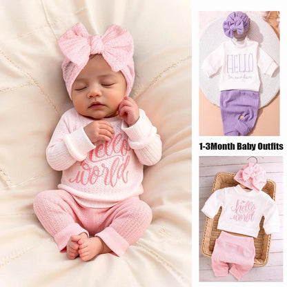 Ysteed "Hello" Embroidered Newborn Photography Prop Set – Baby Bow Sleep Cap & Cute Infant Photoshoot Accessories, HD Photo Studio Set