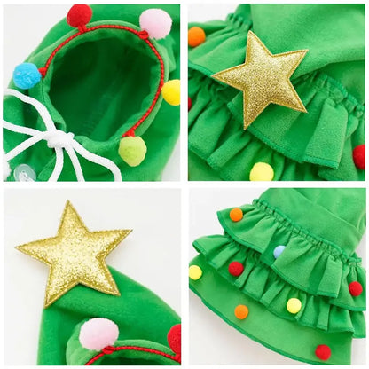 Christmas Tree Pet Cape – Cute Festive Shawl Costume for Small Cats & Dogs, Creative Holiday Pet Clothing Accessory