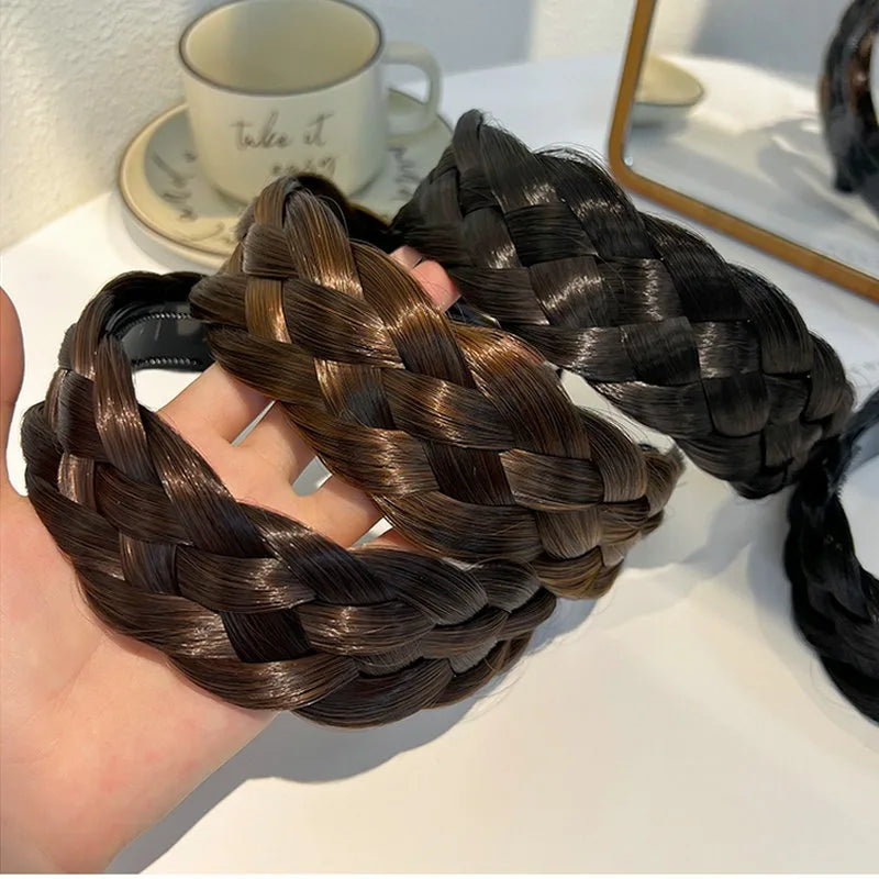 Diadema Bohemio Trenzado Sintético para Mujer Banda de Pelo Elástica para Fiestas y Cosplay