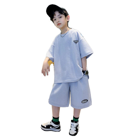 Boys 2-Piece Summer Sports Outfit Short Sleeve T-Shirt & Pants Set for Kids 4–14 Years