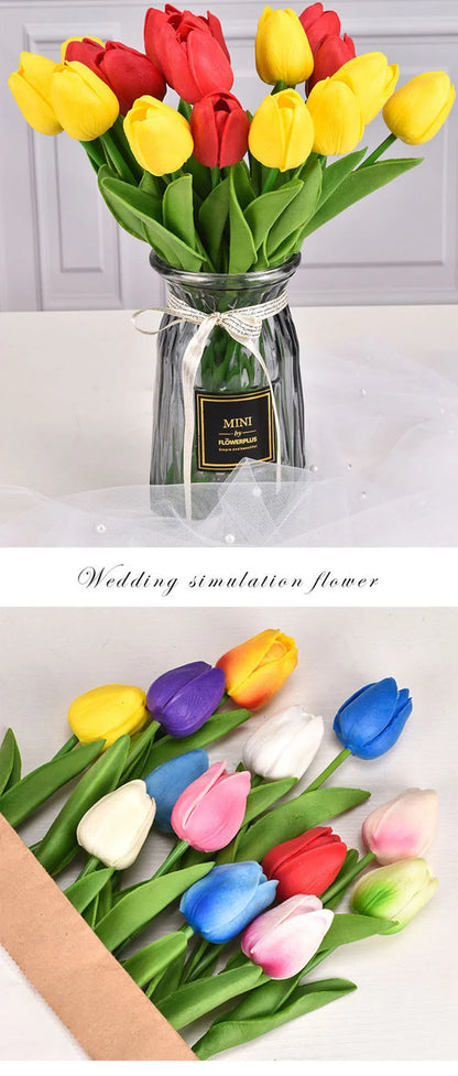 3/5/10/20pcs Real Touch Artificial Tulip Flowers – Realistic Faux Tulip Bouquet for Wedding Decor, Home Decoration, Floral Arrangements & DIY Projects