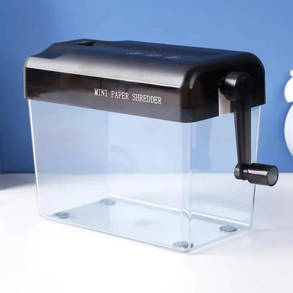 Mini Manual Paper Shredder – ABS Hand-Crank Document Shredder with Transparent Design, Eco-Friendly Portable Cutting Tool for Home & Office