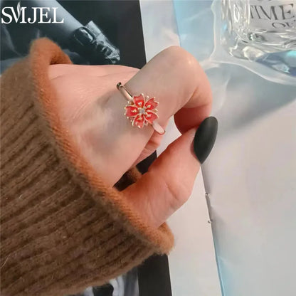 Cherry Blossom Rotating Fidget Spinner Ring – Cute Cat, Bee, Bunny & Butterfly Anti-Anxiety Ring for Women | Adjustable Stress Relief Jewelry