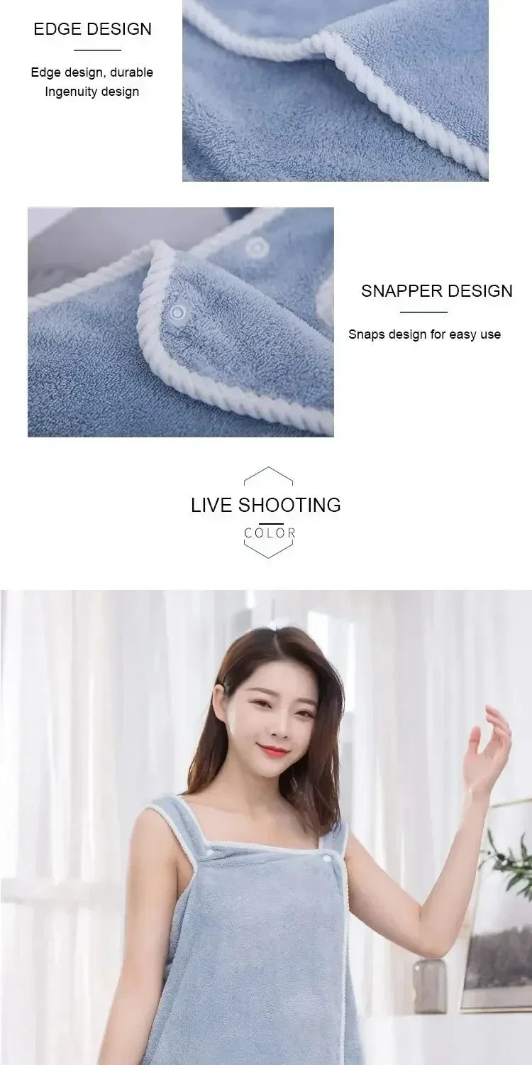 Women’s Wearable Bath Towel 85×140cm – Fast Drying Shower, Beach, Spa & Gym Bathrobe Wrap