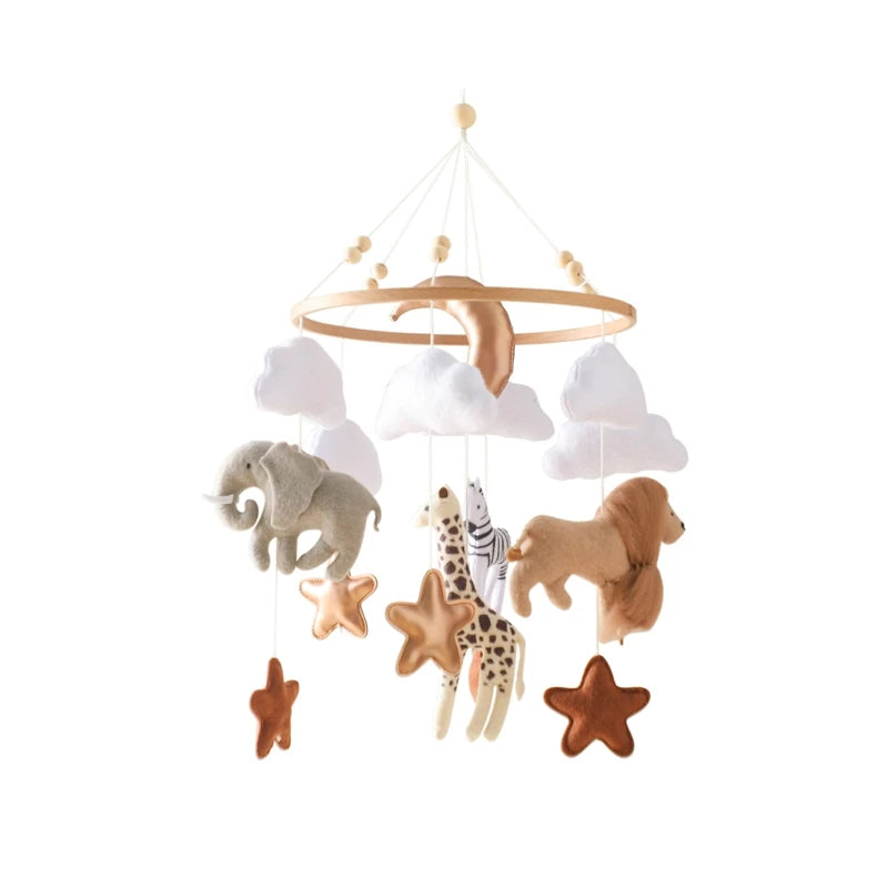 Baby Wooden Bed Bell Bracket – Newborn Crib Mobile Stand for 0-12 Months, Wooden Hanging Toy Holder with Crochet Bed Bell Rattle, Infant Nursery Decoration & Sensory Baby Toy Accessory