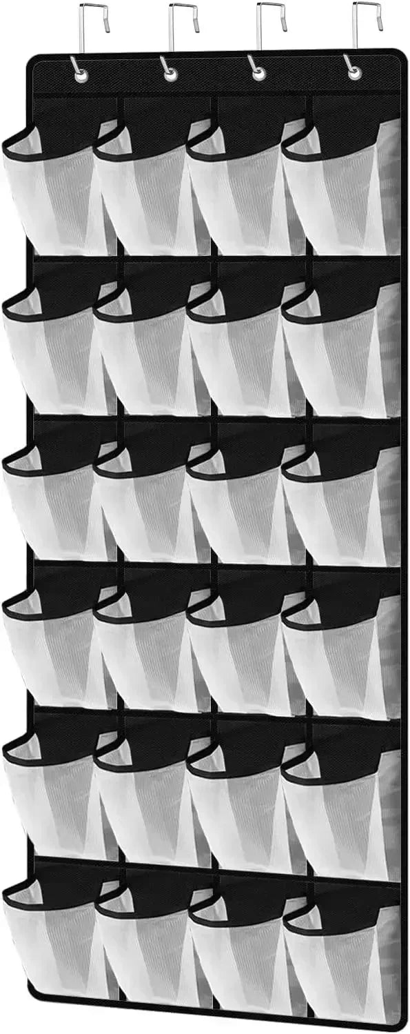 Over-the-Door Shoe Organizer - 12, 14 or 24 Pocket Hanging Shoe Storage with Large Mesh Pockets & 4 Hooks