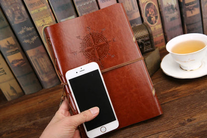 Retro Spiral Leather Notebook – Vintage Pirate Journal with Refillable Pages