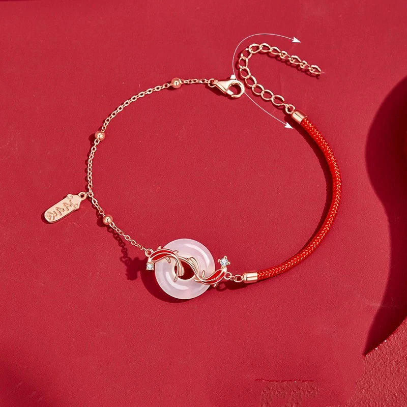 Pulsera de cuerda roja con nudo de la suerte – Pulsera de hilo ajustable hecha a mano para mujeres y hombres, regalo de joyería amuleto de la amistad