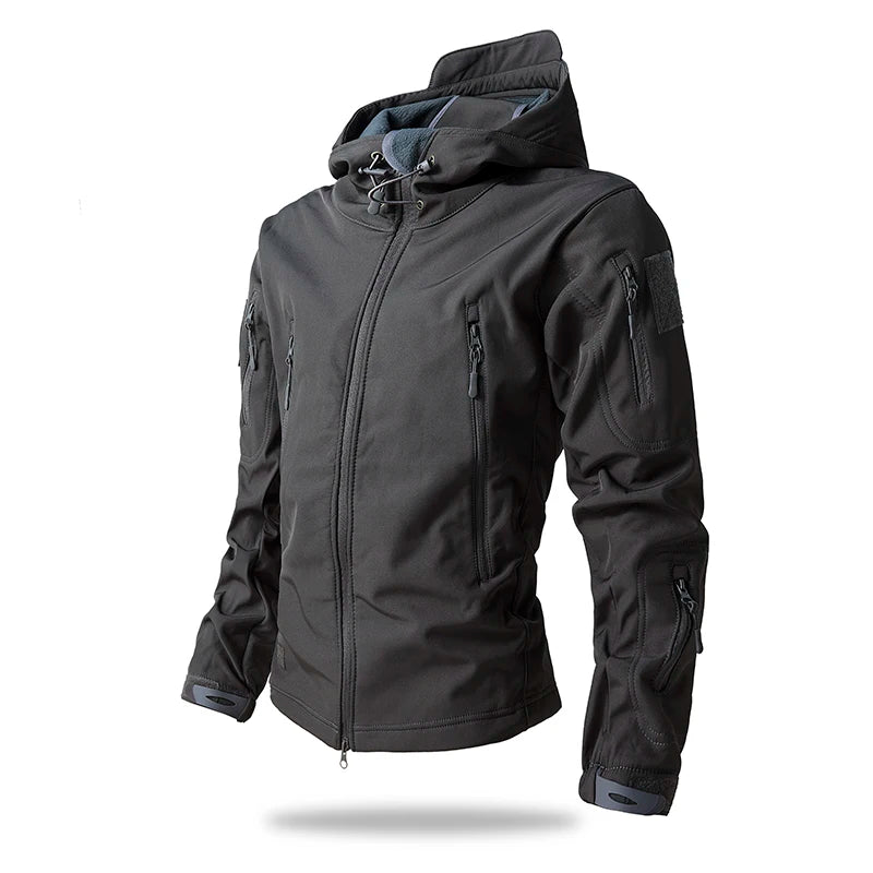 Lurker Men’s Soft Shell Tactical Jacket – Waterproof Fleece-Lined Hooded Coat, Camouflage Outdoor Outerwear for Autumn & Hunting