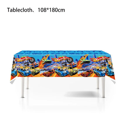 Happy Wheels Racing Party Tableware Set – Racing-Themed Paper Cups, Plates & Banner Decorations with Party Favors for Boys' Birthdays