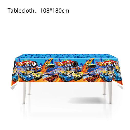 Happy Wheels Racing Party Tableware Set – Racing-Themed Paper Cups, Plates & Banner Decorations with Party Favors for Boys' Birthdays