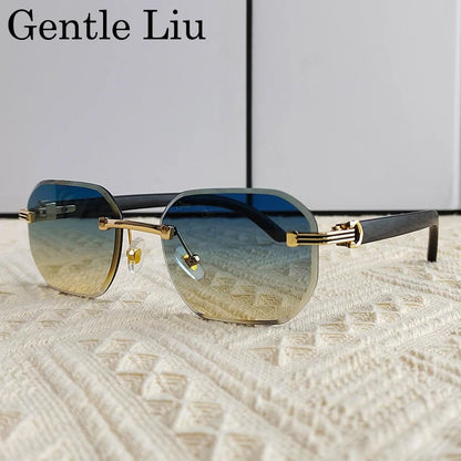 Vintage Square Rimless Sunglasses for Men – Frameless Punk Eyewear with UV400 Lenses, Trendy 2026 Fashion Glasses