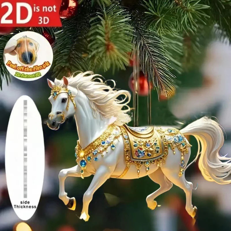Cute Cat 2D Acrylic Christmas Pendant – Flat Hanging Ornament for Xmas Tree, Holiday Party & Festive Home Decor