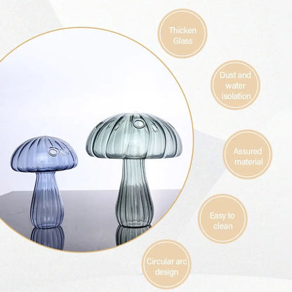 Florero de vidrio con forma de hongo – Maceta hidropónica transparente y jarrón decorativo de escritorio