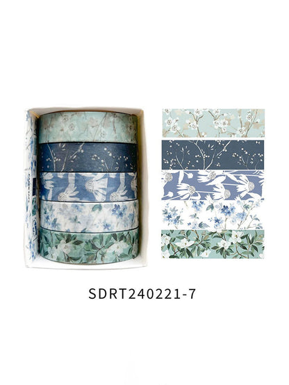 5 Rolls Romantic Flower Washi Tape Set – Cute Floral Decorative Tape for Journaling, Scrapbooking, Diary & Student DIY Crafts