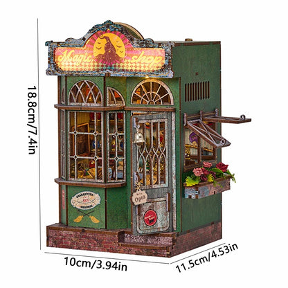 Kit de book nook à fabriquer soi-même – Maquette de maison de poupée miniature en bois à insérer dans une étagère pour adultes, loisirs créatifs et décoration d'intérieur