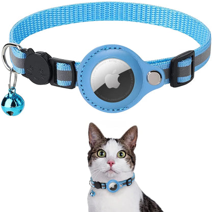 AirTag Pet Collar Case – Protective Tracker Holder with Reflective Collar & Bell for Cats and Small Dogs