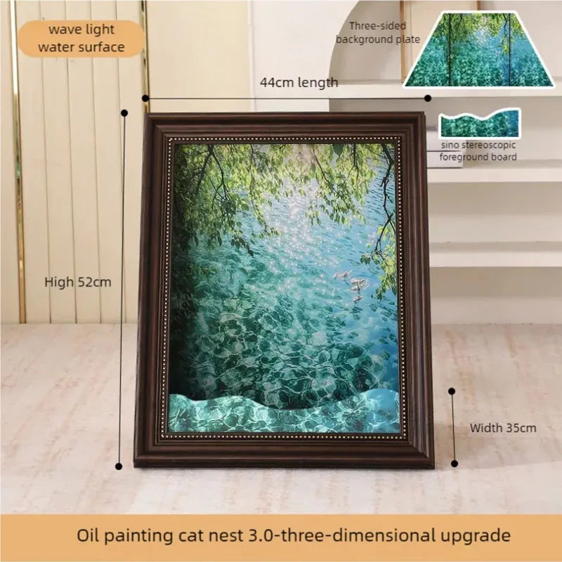 Mona Lisa-Inspired Cat Bed – Replaceable Oil Painting Design Cat Scratch Board & Photo Frame, Creative Wall Decor for Cat Lovers