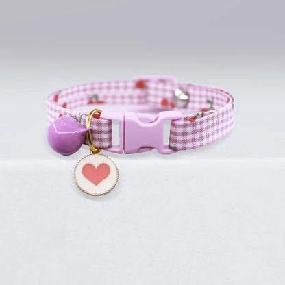 Cute Avocado Cat Collar – Adjustable Plaid Pet Collar with Bell & Candy Avocado Pendant, Cartoon Necklace for Cats & Small Dogs