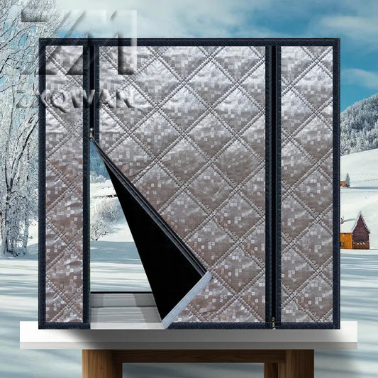 Cortina Térmica Aislante para Puerta – Divisor de Habitación Autoadhesivo con Doble Cremallera para Invierno