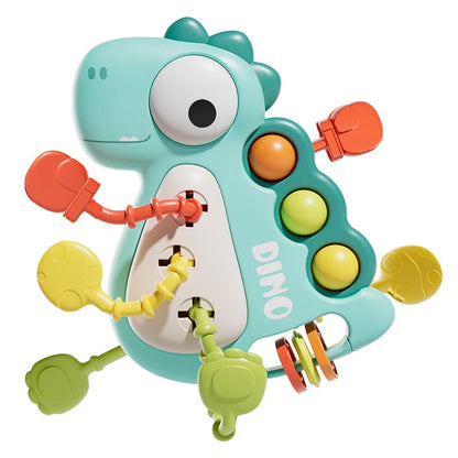 Juguete Sensorial de Silicona Montessori con Cuerda para Bebés – Mordedor Sonajero para Bebés de 6 a 12 Meses