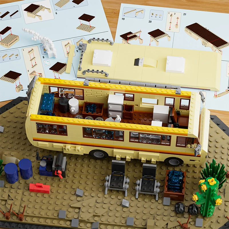 Breaking Bad RV Camper Bus Building Blocks – Technical Adventure Vehicle Model, DIY Assemble Car Bricks Toy & Collectible Display Set for Fans