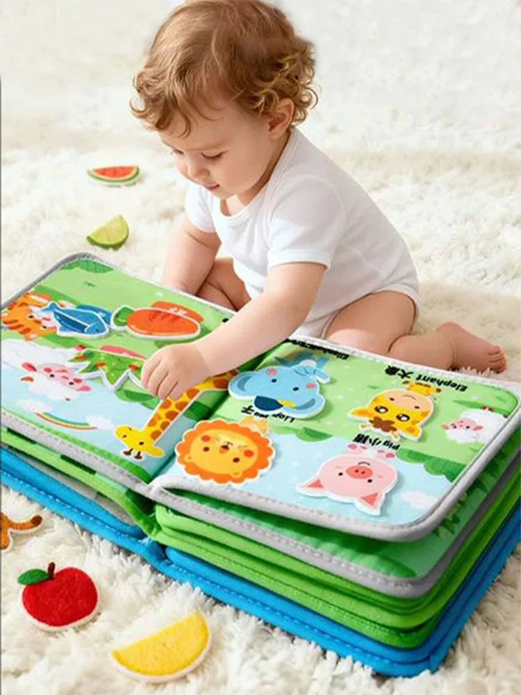 Libro Montessori de tela con animales de granja – Libro de actividades de fieltro para el aprendizaje preescolar, juguete para habilidades motoras finas para niños pequeños, libro interactivo de cuentos de educación temprana para niños