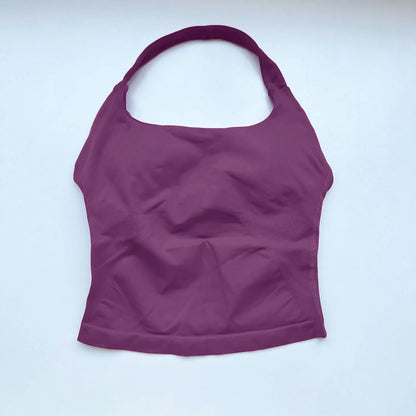 Top Deportivo Largo con Tiras para Mujer NCLAGEN – Top Halter Acolchado para Gimnasio, Yoga, Pilates, Correr y Entrenamientos de Fitness