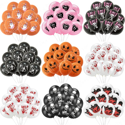 12-Inch Halloween Latex Balloons – Black, Orange, White & Pink Balloons for Halloween Parties, Holiday Events, Party Favors & Decorations