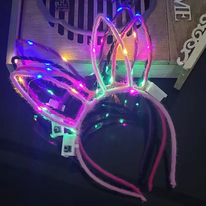 Serre-tête lumineux LED Oreilles de Chat & Lapin – Bandeau lumineux pour Anniversaires, Festivals & Mariages