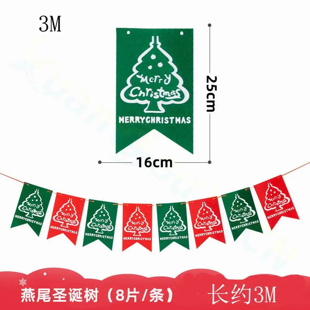 Felt Merry Christmas Banner – Santa Claus Xmas Flag Decoration for Home, Noel Holiday Party & New Year Decor