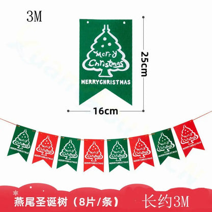 Felt Merry Christmas Banner – Santa Claus Xmas Flag Decoration for Home, Noel Holiday Party & New Year Decor
