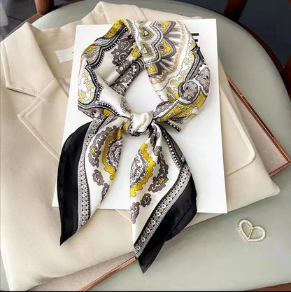 Women's Luxury Satin Silk Feel Square Scarf Printed Hair Scarf Neckerchief Bandana Hijab Wrap