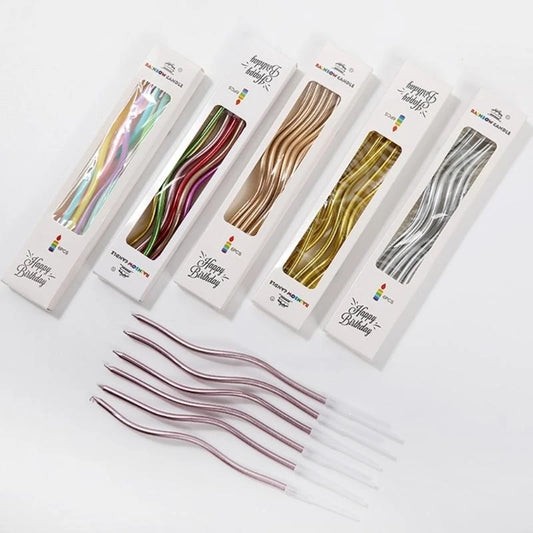 6PCS Curved Cake Decorations – Colorful Cake Toppers for Birthday & Wedding Parties, Decorative Cake Accessories