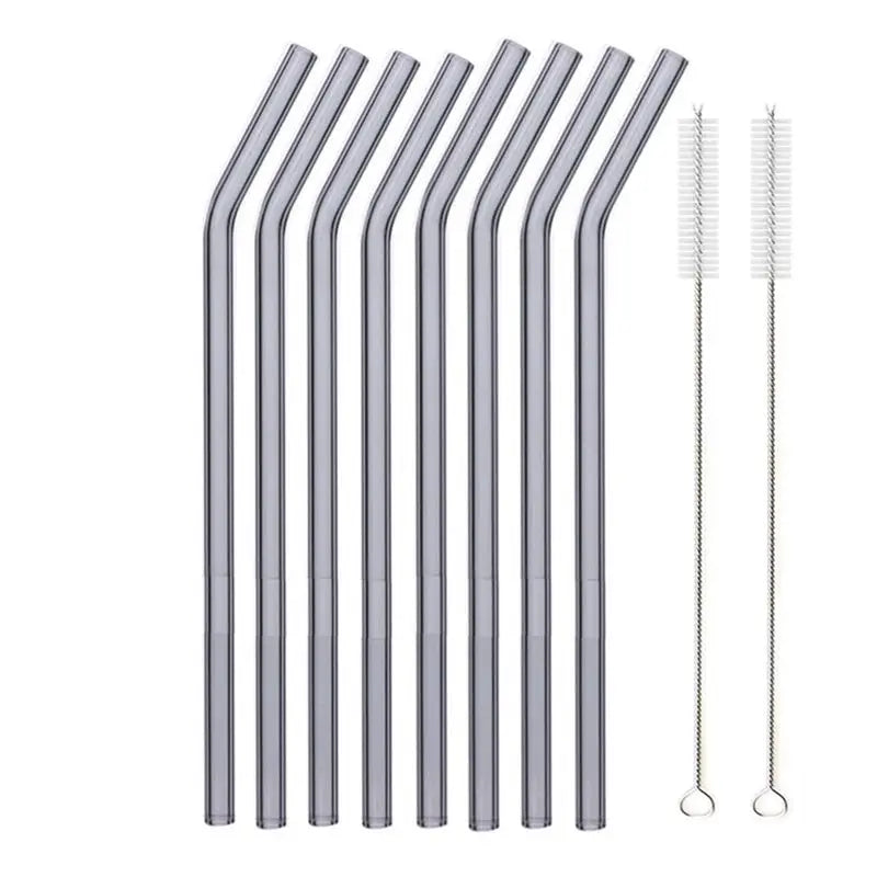 8.5 Inch Reusable Glass Straws Set, 8mm Multi-Color Drinking Straws, Eco-Friendly Glass Straws for Smoothies, Milkshakes, Cocktails and Cold Drinks