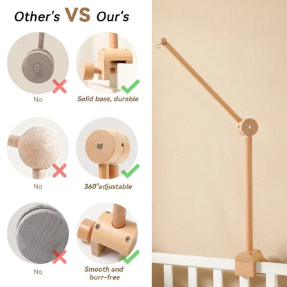 Móvil Musical para Cuna de Bebé Recién Nacido – Caja de Música con Sonajero Colgante Giratorio de Estilo Madera, Juguete Musical Relajante para Bebés de 0 a 12 Meses, Decoración para Cuna de Guardería y Regalo para Baby Shower
