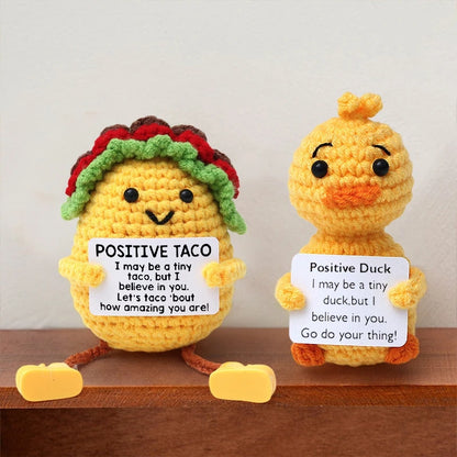 Poupée Pomme de Terre Énergétique Positive au Crochet – Figurine Mignonne en Tricot à Serrer, Artisanat Animalier Kawaii Fait Main au Crochet & Cadeau de Noël