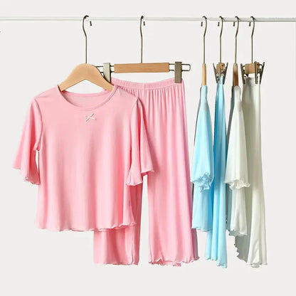 Girls Summer Pajama Set – Short Sleeve Kids Homewear Outfit | Soft Casual Two Piece Clothes Set for Children