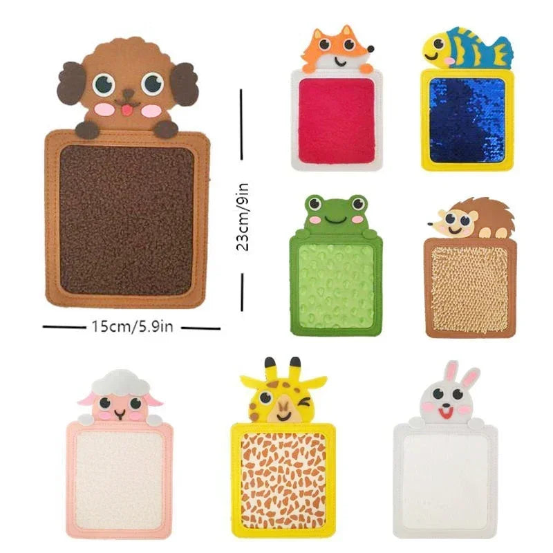 Ensemble de tapis sensoriels en feutre – Tapis d'apprentissage texturés avec animaux de dessin animé pour la maternelle et le développement sensoriel