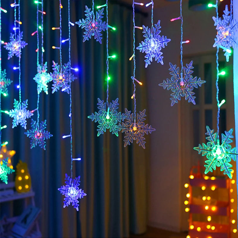 Guirlande lumineuse LED en forme de flocon de neige de 3,2 m – Guirlande lumineuse étanche pour Noël, mariages et décorations de vacances