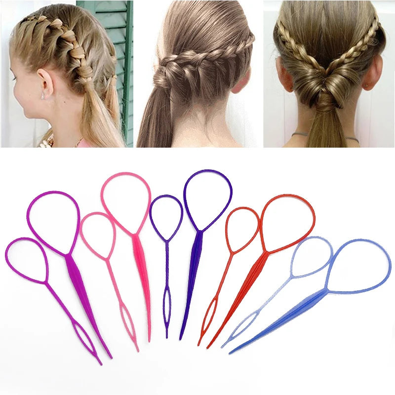 2-10PCS Ponytail Creator Styling Tools – Topsy Tail Plastic Loop Hair Braid Maker Clips for Women & Girls, Easy DIY Hair Accessories