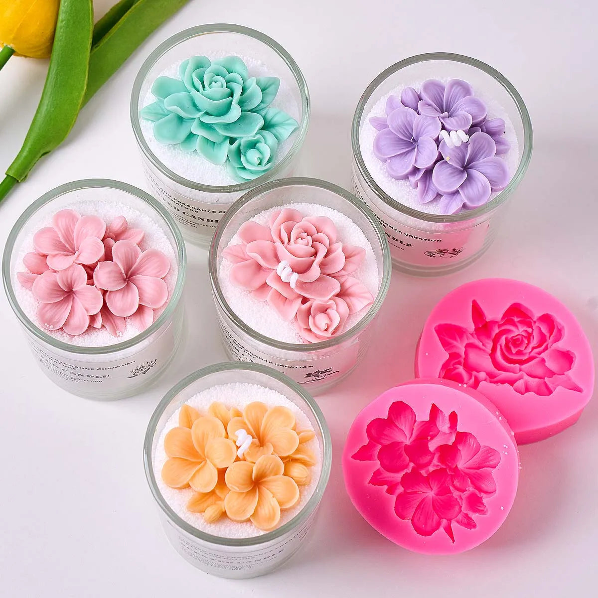 Moule en Silicone Fleur Frangipanier Gardénia – Moule Floral DIY pour Bougies en Cire de Soja, Savons Faits Main, Objets en Plâtre, Ornements en Résine et Décoration Intérieure