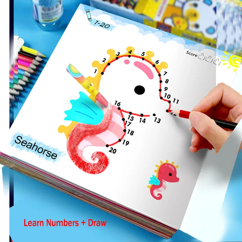 Libro de dibujo para niños – Cuaderno de práctica de garabatos con aprendizaje de números, juegos de dibujo para educación temprana, libro de actividades de arte creativo y divertido regalo navideño para niños